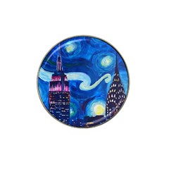 Starry Night In New York Van Gogh Manhattan Chrysler Building And Empire State Building Hat Clip Ball Marker by Sarkoni