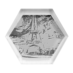 Eiffel Tower Starry Night Print Van Gogh Hexagon Wood Jewelry Box by Sarkoni