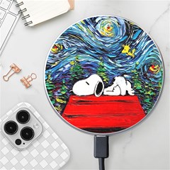 Dog Cartoon Vincent Van Gogh s Starry Night Parody Wireless Fast Charger(white) by Sarkoni