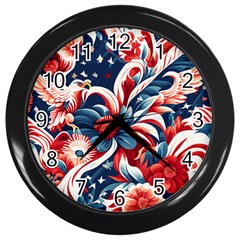 America Pattern Wall Clock (black) by Valentinaart