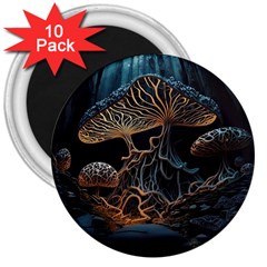 Forest Mushroom Wood 3  Magnets (10 Pack)  by Bangk1t