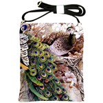 Japanese Painting Flower Peacock Shoulder Sling Bag Front