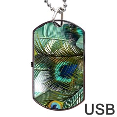 Peacock Feathers Dog Tag Usb Flash (one Side) by Bedest