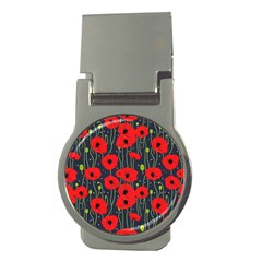 Background Poppies Flowers Seamless Ornamental Money Clips (round)  by Ravend