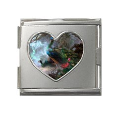 Peacock Art Painting Mega Link Heart Italian Charm (18mm) by Ndabl3x