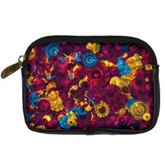 Psychedelic Digital Art Colorful Flower Abstract Multi Colored Digital Camera Leather Case by Bedest