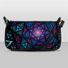 Purple Psychedelic Art Pattern Mosaic Design Fractal Art Shoulder Clutch Bag by Bedest