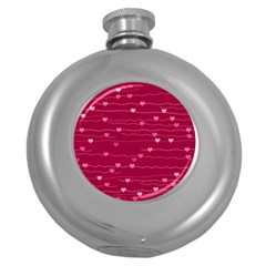 Hearts Valentine Love Background Round Hip Flask (5 Oz) by Proyonanggan