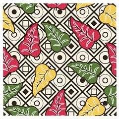 Leaves Foliage Batik Seamless Wooden Puzzle Square by Sarkoni