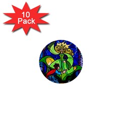 Beauty And The Beast Stained Glass Rose 1  Mini Buttons (10 Pack)  by Sarkoni