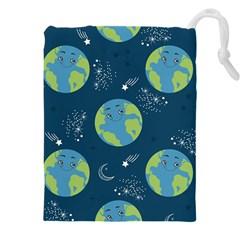 Seamless Pattern Cartoon Earth Planet Drawstring Pouch (5xl) by Grandong