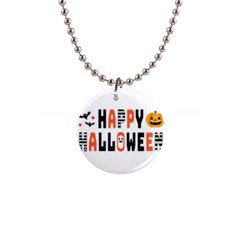 Happy Halloween Slot Text Orange 1  Button Necklace by Sarkoni