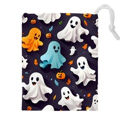 Ghost Pumpkin Scary Drawstring Pouch (5xl) by Ndabl3x