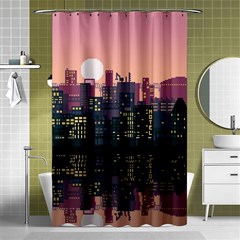 Pixel Art City Shower Curtain 48  X 72  (small)  by Sarkoni