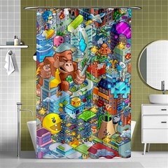 Pixel Art Retro Video Game Shower Curtain 48  X 72  (small)  by Sarkoni