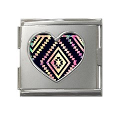 Cute Neon Aztec Galaxy Mega Link Heart Italian Charm (18mm) by nateshop