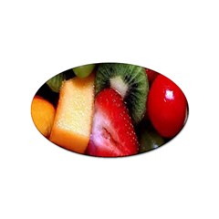 Fruits, Food, Green, Red, Strawberry, Yellow Sticker (oval) by nateshop