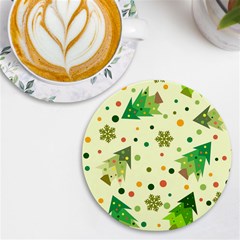 Geometric Christmas Pattern Uv Print Round Tile Coaster by Grandong