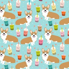 Welsh Corgis Dog Boba Tea Bubble Tea Cute Kawaii Play Mat (rectangle) by Grandong