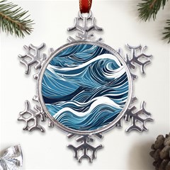 Abstract Blue Ocean Wave Metal Large Snowflake Ornament by Jack14