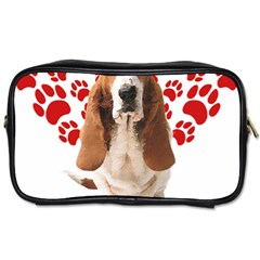 Basset Hound Gift T- Shirt Funny Basset Hound Valentine Heart Paw Basset Hound Dog Lover Valentine C Yoga Reflexion Pose T- Shirtyoga Reflexion Pose T- Shirt Toiletries Bag (one Side) by hizuto