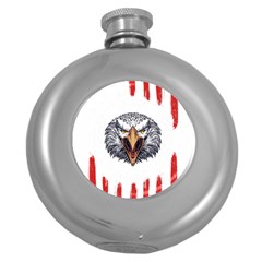 Usa Soccer T- Shirt U S A Patriotic American Flag Soccer Ball Football T- Shirt (1) Round Hip Flask (5 Oz) by ZUXUMI