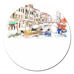 Venice T- Shirt Venice Voyage Art Digital Painting Watercolor Discovery T- Shirt (3) Magnet 5  (round) by ZUXUMI