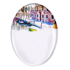 Venice T- Shirt Venice Voyage Art Digital Painting Watercolor Discovery T- Shirt (4) Oval Glass Fridge Magnet (4 Pack) by ZUXUMI