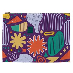 Colorful Shapes On A Purple Background Cosmetic Bag (xxl) by LalyLauraFLM