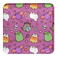 Pusheen Cat Square Glass Fridge Magnet (4 Pack) by Pakjumat