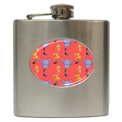 Elephant Monkey Dog Cartoon Hip Flask (6 Oz) by Pakjumat