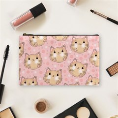 Cat Pattern Pink Cartoon Cosmetic Bag (medium) by Pakjumat