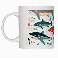 Fish Shark Animal Pattern White Mug by Pakjumat