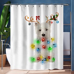 West Highland White Terrier Dog Snow T- Shirt West Highland White Terrier Dog Snow Reindeer Santa Ha Shower Curtain 60  X 72  (medium)  by ZUXUMI