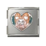 Bulldog T- Shirt Painting Of A Bulldog With Angry Face T- Shirt Mega Link Heart Italian Charm (18mm) Front