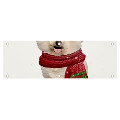 White Bichon Frise Santa Xmas T- Shirt Red Winter Hat Scarf Christmas Cap White Bichon Frise  Santa Banner And Sign 6  X 2  by ZUXUMI