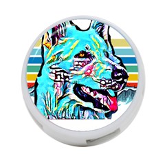 White Shepherd Turquoise Artsy T- Shirt White Shepherd (turquoise Artsy) T- Shirt 4-port Usb Hub (two Sides) by ZUXUMI