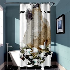 White Wolf T- Shirtwhite Wolf Howling T- Shirt Shower Curtain 36  X 72  (stall)  by ZUXUMI