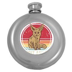 Fennec Fox T- Shirt Fennec Fox Is My Spirit Animal T- Shirt Round Hip Flask (5 Oz) by ZUXUMI