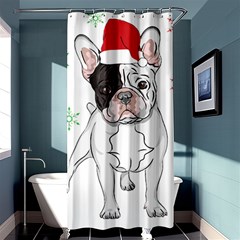 French Bulldog Christmas T- Shirt Christmas Santa Frenchie T- Shirt Shower Curtain 36  X 72  (stall)  by ZUXUMI