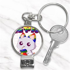 Gay Pride T- Shirt Gay Pride Kawaii Cat Strawberry Milk Rainbow Flag T- Shirt Nail Clippers Key Chain by ZUXUMI