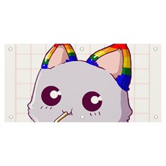 Gay Pride T- Shirt Gay Pride Kawaii Cat Strawberry Milk Rainbow Flag T- Shirt Banner And Sign 6  X 3  by ZUXUMI