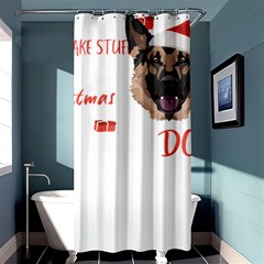 German Shepherd T- Shirt German Shepherd Merry Christmas T- Shirt (1) Shower Curtain 36  X 72  (stall)  by ZUXUMI