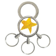 Gold Star T- Shirt Watercolor Gold Star T- Shirt 3-ring Key Chain by ZUXUMI