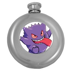 Purple Funny Monster Round Hip Flask (5 Oz) by Sarkoni