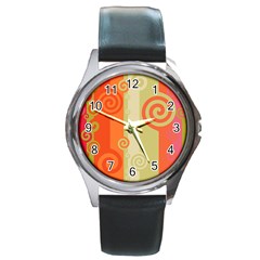 Ring Kringel Background Abstract Red Round Metal Watch by Mariart