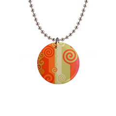 Ring Kringel Background Abstract Red 1  Button Necklace by Mariart