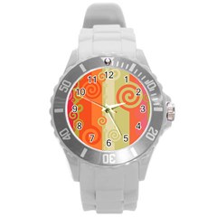 Ring Kringel Background Abstract Red Round Plastic Sport Watch (l) by Mariart