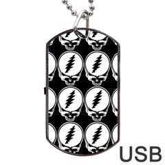 Black And White Deadhead Grateful Dead Steal Your Face Pattern Dog Tag Usb Flash (one Side) by Sarkoni