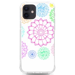 Flower Pattern T- Shirt Colorful Groovy Flower Pattern Outline T- Shirt Iphone 12/12 Pro Tpu Uv Print Case by EnriqueJohnson